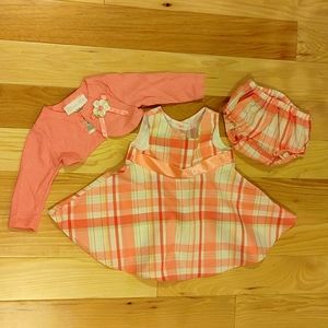 Bonnie Baby 3 month pink / white plaid dress set